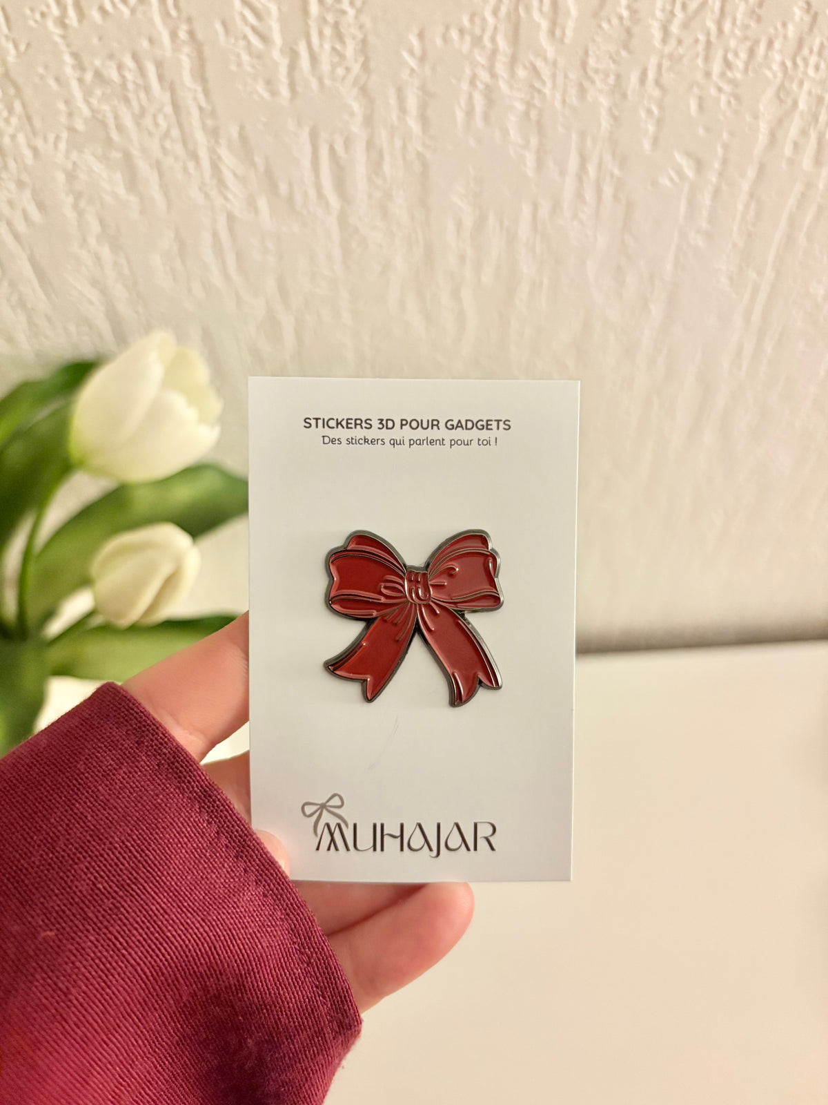 Stickers métal - Noeud rouge